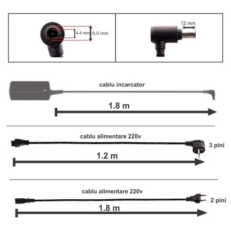 Incarcator pentru laptop Sony Vaio PCG-K23 19.5V 7.7A 150W conector 6.0x4.4mm