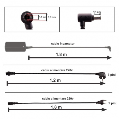 Incarcator pentru laptop Sony Vaio PCG-K23F 19.5V 7.7A 150W conector 6.0x4.4mm